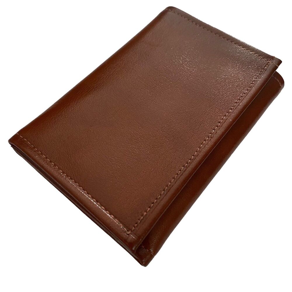 Vintage Men's Trifold Wallet Brown Mellow Leather New Old Stock